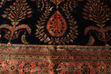 Palace Royal Blue, Rose, Aqua Color Hand Knotted Sarouk New Zealand Wool Traditional Oriental Rug