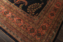 Palace Royal Blue, Rose, Aqua Color Hand Knotted Sarouk New Zealand Wool Traditional Oriental Rug