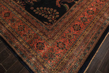 Palace Royal Blue, Rose, Aqua Color Hand Knotted Sarouk New Zealand Wool Traditional Oriental Rug