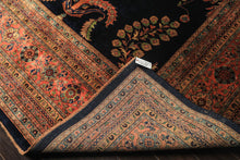 Palace Royal Blue, Rose, Aqua Color Hand Knotted Sarouk New Zealand Wool Traditional Oriental Rug