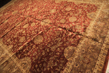 12x18 Rust, Gold, Sage Color Hand Knotted Agra Wool Traditional Oriental Rug