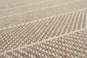 LoomBloom Multi Sizes Tan Hand Woven Contemporary Flatweave Herringbone New Zealand Wool Oriental Area Rug