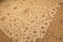 12x18 Beige, Tan, Gold Color Hand Knotted Soumak Wool Transitional Oriental Rug