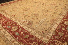 10x14 Tan, Gold, Burnt Orange Color Hand Knotted Soumak Wool Transitional Oriental Rug
