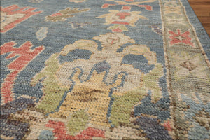Multi Size Hand Knotted Traditional Oushak 100% Wool Oriental Area Rug Blue, Gray Color - Oriental Rug Of Houston