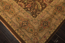 10x14 Brown, Moss, Gold Color Hand Knotted Soumak Wool Transitional Oriental Rug