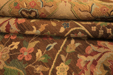 10x14 Brown, Moss, Gold Color Hand Knotted Soumak Wool Transitional Oriental Rug