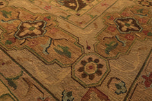 10x14 Brown, Moss, Gold Color Hand Knotted Soumak Wool Transitional Oriental Rug