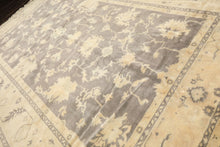 Palace Gray, Ivory, Light Gold Color Hand Knotted Oushak Wool Transitional Oriental Rug