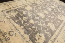 Palace Gray, Ivory, Light Gold Color Hand Knotted Oushak Wool Transitional Oriental Rug