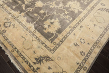 Palace Gray, Ivory, Light Gold Color Hand Knotted Oushak Wool Transitional Oriental Rug