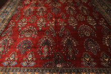 Runner Rusty Red, Navy, Mint Color Hand Knotted Sarouk New Zealand Wool Traditional Oriental Rug