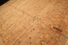 Palace Tan, Gold, Turquoise Color Hand Knotted Oushak Wool Transitional Oriental Rug