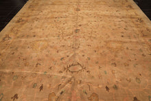 Palace Tan, Gold, Turquoise Color Hand Knotted Oushak Wool Transitional Oriental Rug