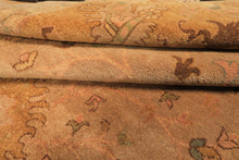 Palace Tan, Gold, Turquoise Color Hand Knotted Oushak Wool Transitional Oriental Rug