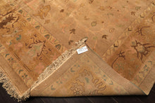 Palace Tan, Gold, Turquoise Color Hand Knotted Oushak Wool Transitional Oriental Rug