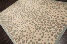 LoomBloom Multi Size Tan Hand Tufted Modern Leopard Print Wool and Bamboo Silk Oriental Area Rug