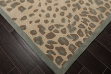 LoomBloom Multi Size Tan Hand Tufted Modern Leopard Print Wool and Bamboo Silk Oriental Area Rug