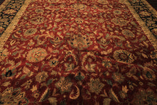 12x18 Burgundy, Black, Green Color Hand Knotted Agra New Zealand Wool Traditional Oriental Rug