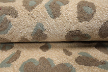 LoomBloom Multi Size Tan Hand Tufted Modern Leopard Print Wool and Bamboo Silk Oriental Area Rug