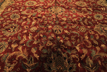12x18 Burgundy, Black, Green Color Hand Knotted Agra New Zealand Wool Traditional Oriental Rug