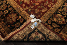 12x18 Burgundy, Black, Green Color Hand Knotted Agra New Zealand Wool Traditional Oriental Rug