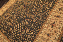Square Charcoal, Tan, Rust Color Hand Knotted Soumak Wool Transitional Oriental Rug