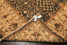 Square Charcoal, Tan, Rust Color Hand Knotted Soumak Wool Transitional Oriental Rug