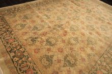 9x13 Beige, Moss, Sage Color Hand Knotted Oushak Wool Transitional Oriental Rug