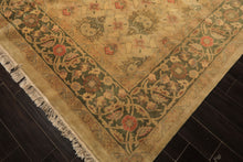 9x13 Beige, Moss, Sage Color Hand Knotted Oushak Wool Transitional Oriental Rug
