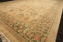 9x13 Beige, Moss, Sage Color Hand Knotted Oushak Wool Transitional Oriental Rug