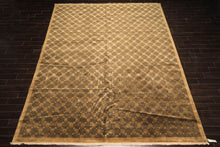 10x14 Tan, Olive, Green Color Hand Knotted Tibetan New Zealand Wool Transitional Oriental Rug