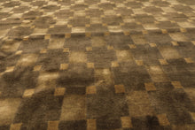 10x14 Tan, Olive, Green Color Hand Knotted Tibetan New Zealand Wool Transitional Oriental Rug