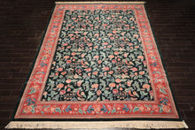 10x14 Emerald, Pink, Rose Color Hand Knotted Sino Persian Wool & Silk Traditional Oriental Rug