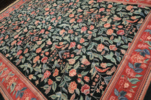 10x14 Emerald, Pink, Rose Color Hand Knotted Sino Persian Wool & Silk Traditional Oriental Rug