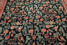 10x14 Emerald, Pink, Rose Color Hand Knotted Sino Persian Wool & Silk Traditional Oriental Rug