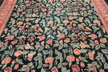 10x14 Emerald, Pink, Rose Color Hand Knotted Sino Persian Wool & Silk Traditional Oriental Rug