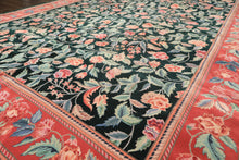 10x14 Emerald, Pink, Rose Color Hand Knotted Sino Persian Wool & Silk Traditional Oriental Rug
