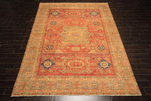 9x12 Burnt Orange, Gold, Celadone Color Hand Knotted Cairene Mamluk Wool Traditional Oriental Rug