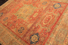 9x12 Burnt Orange, Gold, Celadone Color Hand Knotted Cairene Mamluk Wool Traditional Oriental Rug