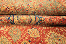 9x12 Burnt Orange, Gold, Celadone Color Hand Knotted Cairene Mamluk Wool Traditional Oriental Rug