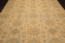 9x12 Beige, Mint, Peach Color Hand Knotted Soumak Wool Transitional Oriental Rug