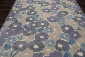 LoomBloom Multi Size Denim Hand Tufted Contemporary Botanical Wool and Faux Silk Oriental Area Rug