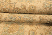 9x12 Beige, Mint, Peach Color Hand Knotted Soumak Wool Transitional Oriental Rug