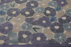 LoomBloom Multi Size Denim Hand Tufted Contemporary Botanical Wool and Faux Silk Oriental Area Rug