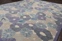 LoomBloom Multi Size Denim Hand Tufted Contemporary Botanical Wool and Faux Silk Oriental Area Rug