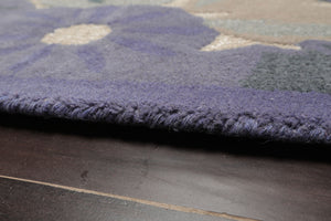 LoomBloom Multi Size Denim Hand Tufted Contemporary Botanical Wool and Faux Silk Oriental Area Rug