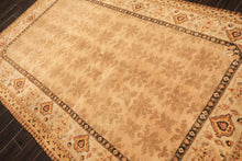 6x9 Tan, Ivory, Gold Color Hand Knotted Agra Wool Transitional Oriental Rug