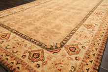 6x9 Tan, Ivory, Gold Color Hand Knotted Agra Wool Transitional Oriental Rug