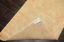 2'6x10 Beige, Mint, Blush Color Hand Knotted Oushak Wool Transitional Oriental Rug
